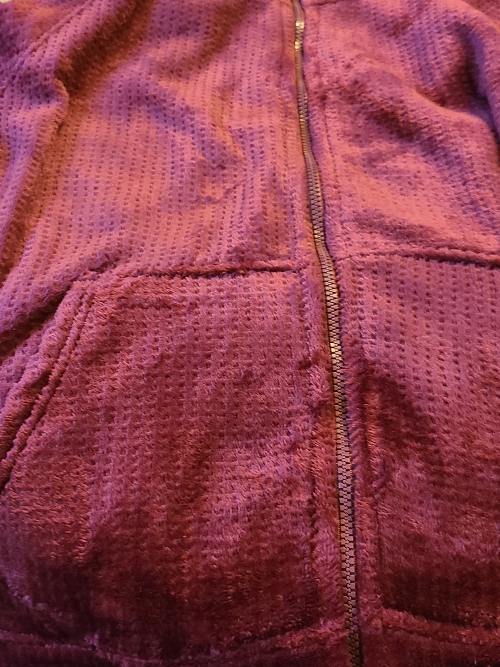 Spyder Burgundy Velour Fleece Full Zip Hooded Jacket XL